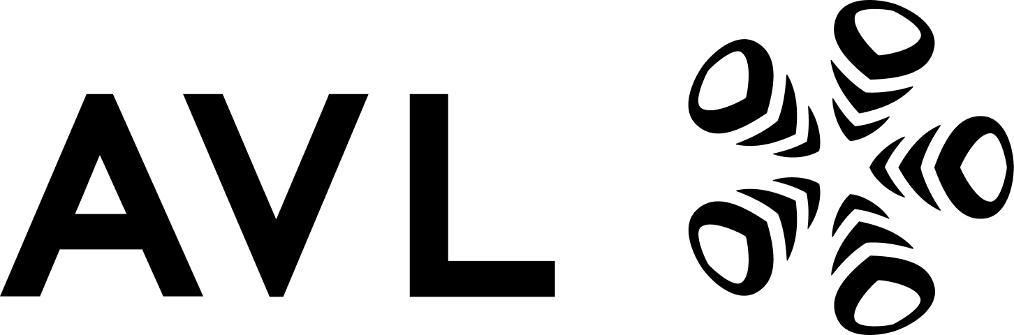 AVL logo with bold 'AVL' text and a cluster of curved ring shapes to the right.